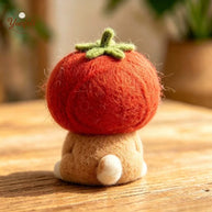 Handmade Wool Felt Tomato Hat Shiba Figurine – Cute Desk Decor Gift