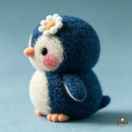 Handmade Wool Felt Daisy Penguin Figurine – Nursery Desk Decor Gift