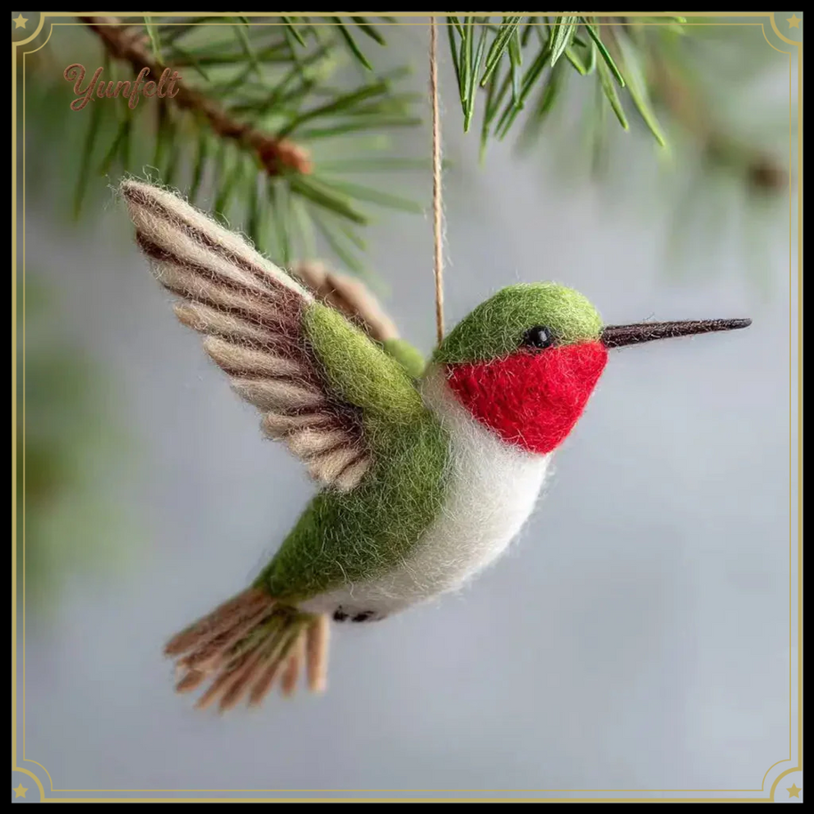 Hummingbird Ornament – Wool Felt Hanging Nature Decor