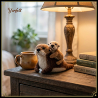 Mother & Baby Sea Otter – Wool Felt Coastal Bond Figurine