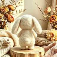 Handmade Wool Felt Lop Rabbit Figurine – Woodland Desk Decor Gift
