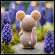 Spring Mouse Holding a Carrot – Wool Felt Garden Friend