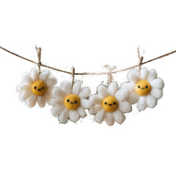 Smiley Daisy Hanging Decor – Wool Felt Embroidered Flower