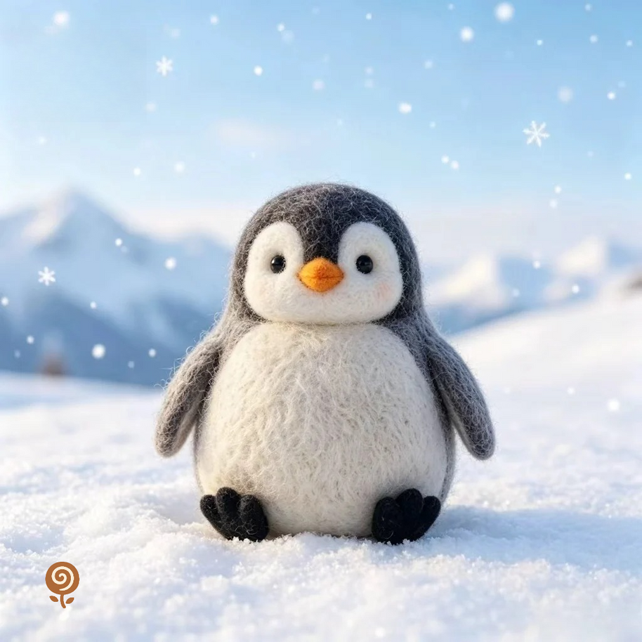 The Peaceful Little Penguin – Handmade Wool Felt Figurine