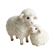Mother Sheep & Baby Lamb – Wool Felt Pastoral Family Set