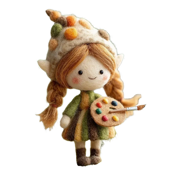 Artist Elf Girl – Wool Felt Creative Muse Figurine