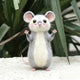 Handmade Wool Felt Standing Grey Mouse Figurine – Nature Desk Decor Gift
