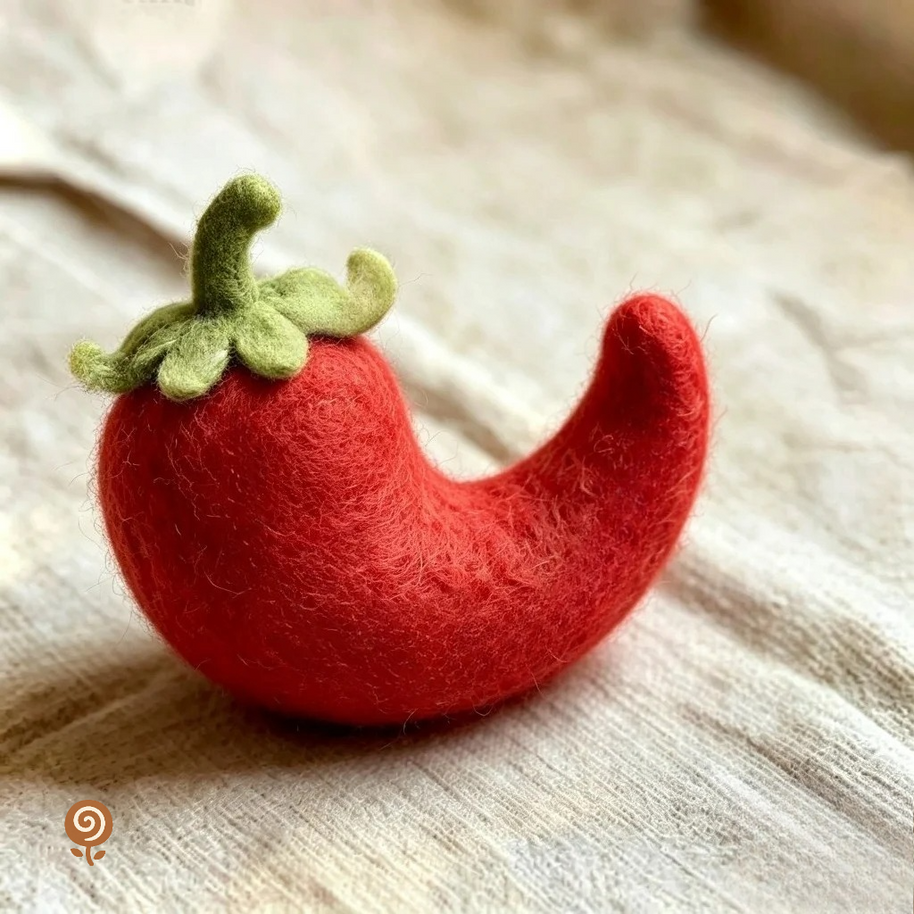 The Bashful Chili Pepper – Handmade Wool Felt Figurine