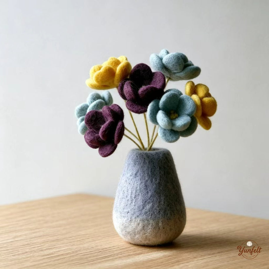The Unfading Bouquet – Handmade Wool Felt Floral Vase