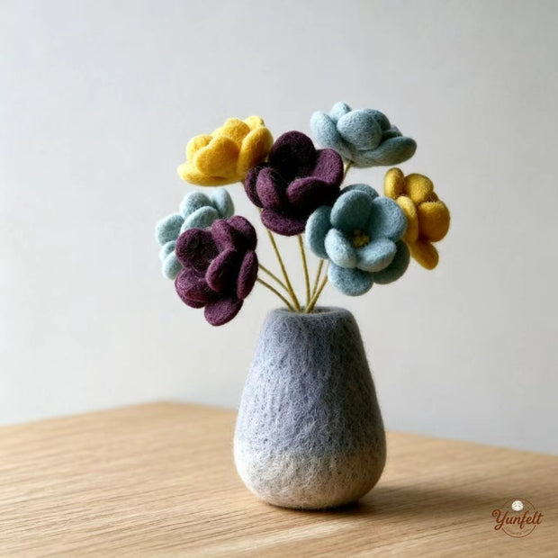 The Unfading Bouquet – Handmade Wool Felt Floral Vase