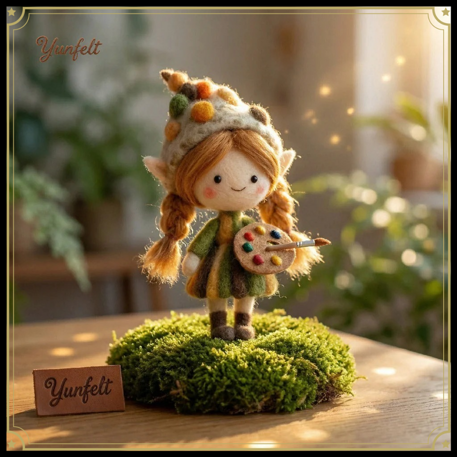 Artist Elf Girl – Wool Felt Creative Muse Figurine