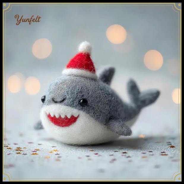 Shark with Santa Hat – Wool Felt Festive Ocean Friend