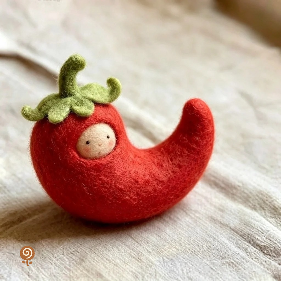 The Bashful Chili Pepper – Handmade Wool Felt Figurine