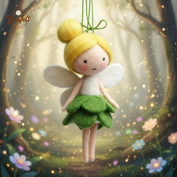 Flower Fairy with Purple Petal Dress – Wool Felt Hanging Ornament