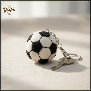 Classic Soccer Ball Keychain – Wool Felt Sports Fan Accessory
