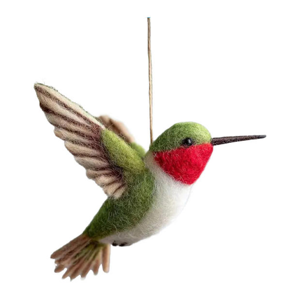 Hummingbird Ornament – Wool Felt Hanging Nature Decor