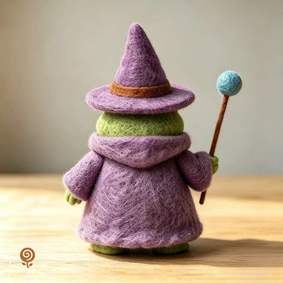 The Purple-Robed Frog Wizard – Handmade Wool Felt Fantasy Figurine