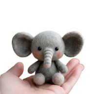 Gentle Big‑Ear Grey Elephant – Wool Felt Baby Shower Gift