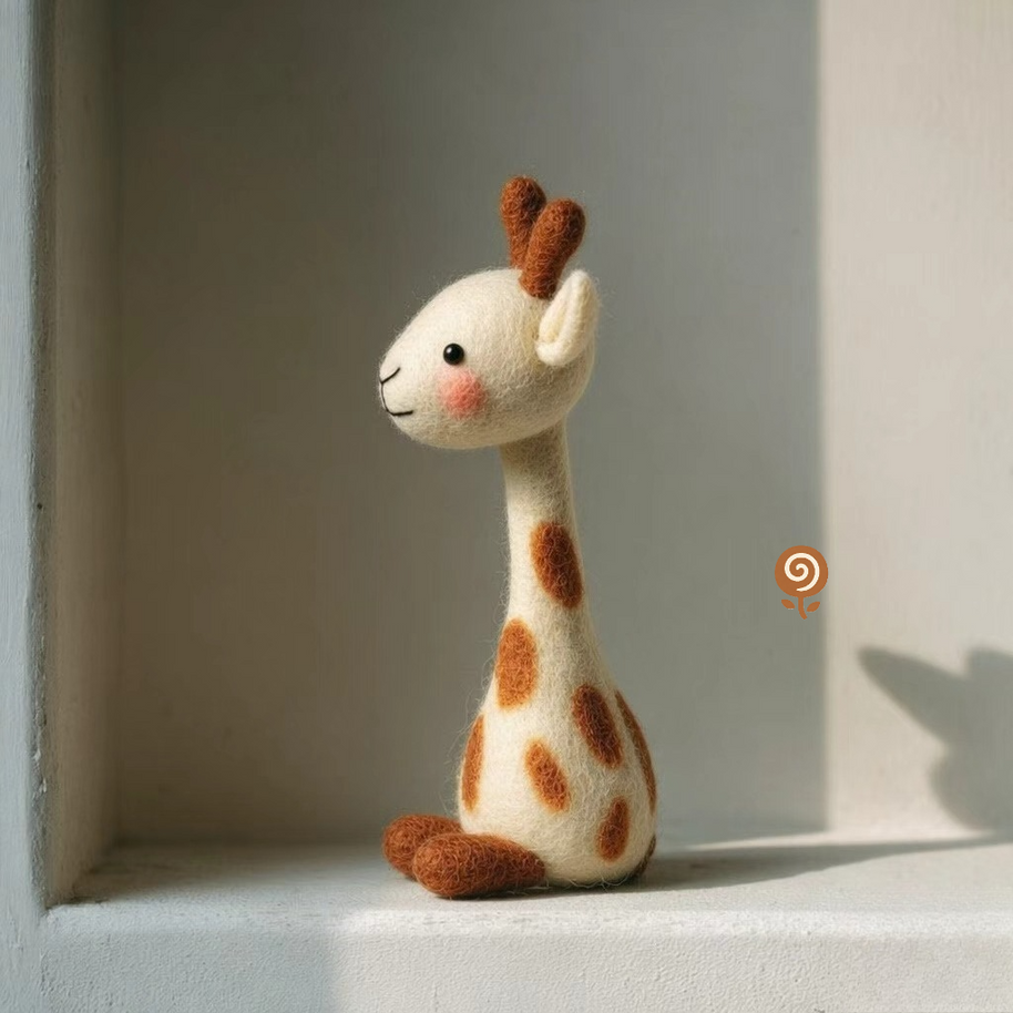 The Sunny Little Giraffe – Handmade Wool Felt Figurine