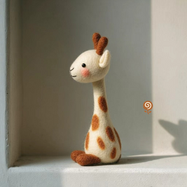 The Sunny Little Giraffe – Handmade Wool Felt Figurine