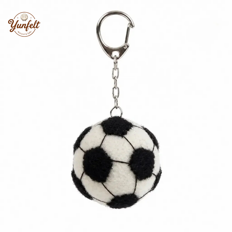 Classic Soccer Ball Keychain – Wool Felt Sports Fan Accessory