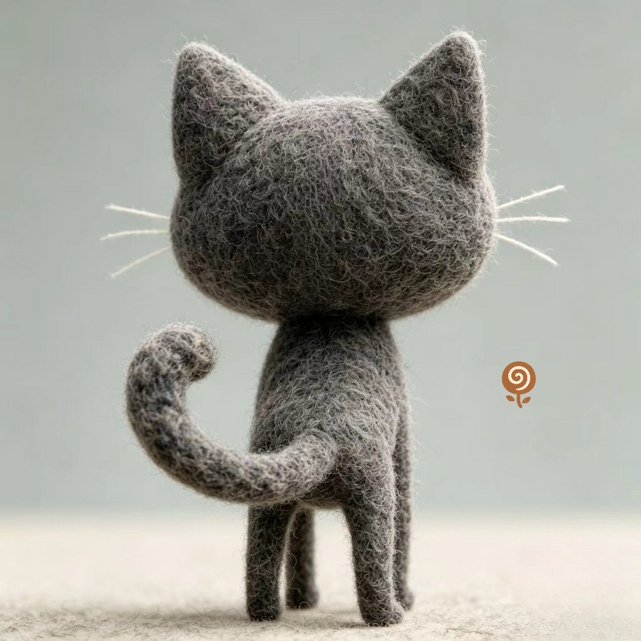 The Quietly Pleased Cat – Handmade Wool Felt Figurine