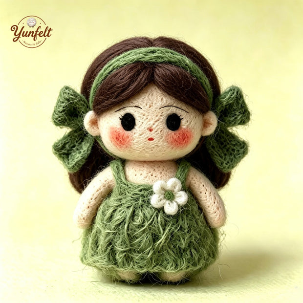 Handmade Wool Felt Forest Girl Figurine – Storybook Desk Decor Gift