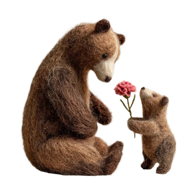 Mother Bear & Cub – Wool Felt Everlasting Love Gift Set