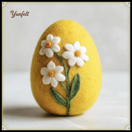 Sunny Yellow Easter Egg – Wool Felt Daisy Spring Decor