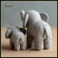 Lucky Mother & Baby Elephant – Wool Felt Fortune Symbol Set