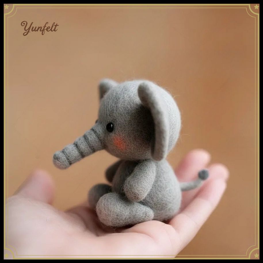 Gentle Big‑Ear Grey Elephant – Wool Felt Baby Shower Gift