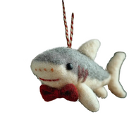 Dapper Shark with Red Bow Tie – Wool Felt Formal Ocean Ornament