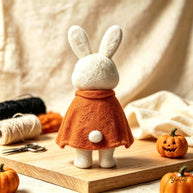 Handmade Wool Felt Cape Bunny Figurine – Whimsical Halloween Home Decor Gift