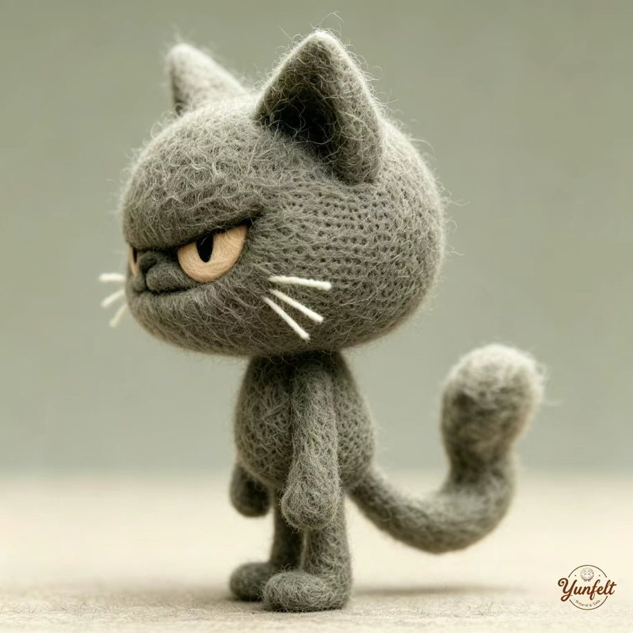 Grumpy Cat The Unimpressed – Handmade Wool Felt Figurine