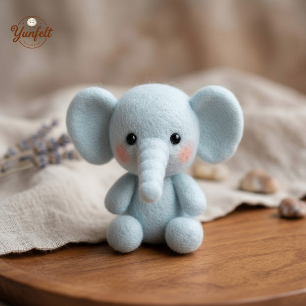 Gentle Big‑Ear Grey Elephant – Wool Felt Baby Shower Gift