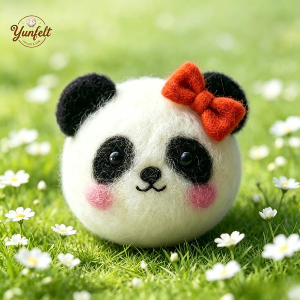 Round Chubby Panda Figurine – Classic or Blushing with Bow