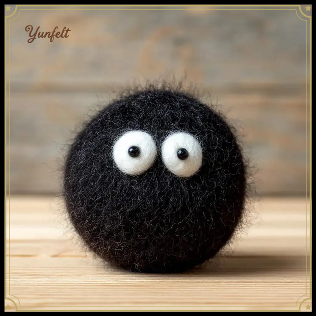Soot Spirit Dust Bunny – Wool Felt Fuzzy Creature Figurine