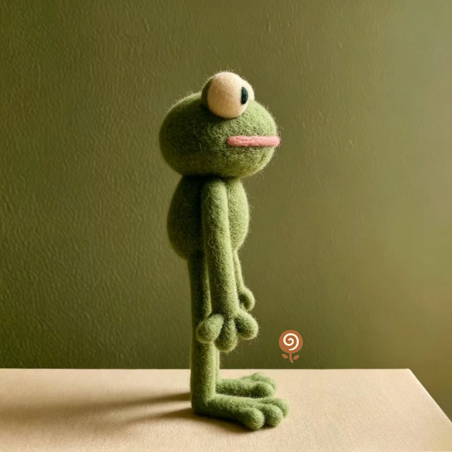 The Long-Legged Daydreamer Frog – Handmade Wool Felt Figurine