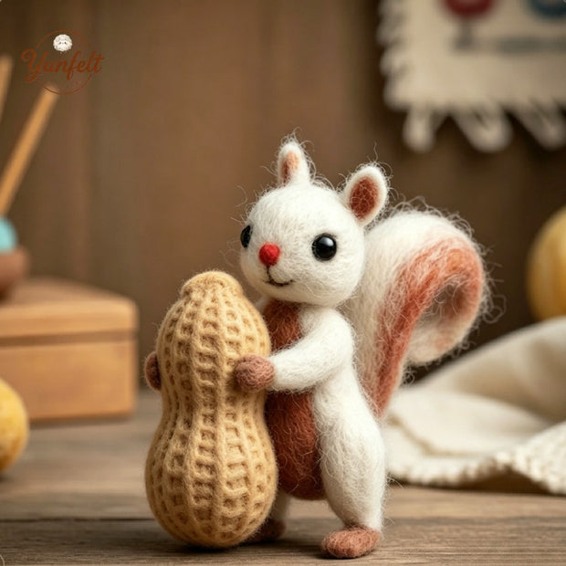 Squirrel Hugging Sandwich Cookie – Wool Felt Quirky Desk Pet