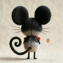 The Wide-Eyed Flower Mouse – Handmade Wool Felt Figurine