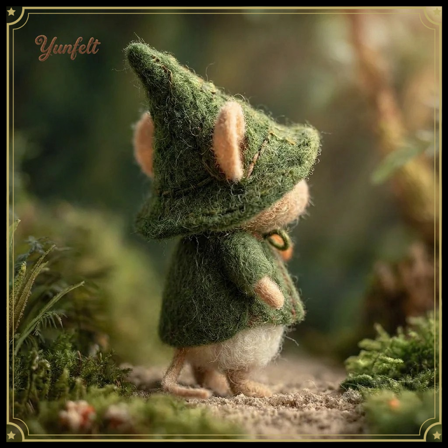 Mushroom Explorer with Wizard Hat & Cape – Wool Felt Forest Sprite