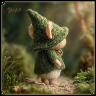 Mushroom Explorer with Wizard Hat & Cape – Wool Felt Forest Sprite