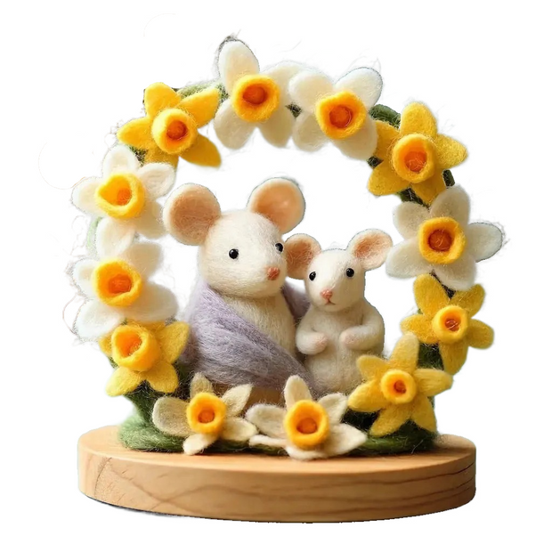 Mother & Child Snuggle Wreath – Wool Felt Family Love Display