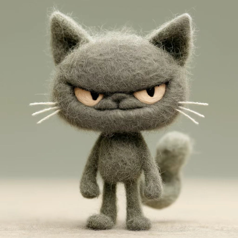 Grumpy Cat The Unimpressed – Handmade Wool Felt Figurine