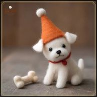 Party Elf Puppy with Bone – Wool Felt Festive Desk Pet