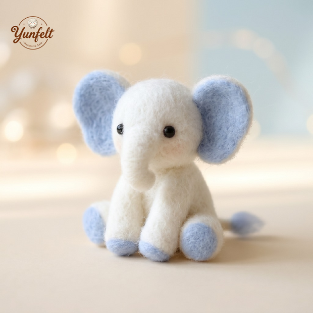 Cream and Mint Green Baby Elephant – Lucky Wool Felt Desk Pet