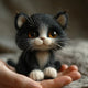 Little Tuxedo Kitten Wool Felt Figurine