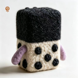 The Puzzled Polka-Dot Monster – Handmade Wool Felt Figurine