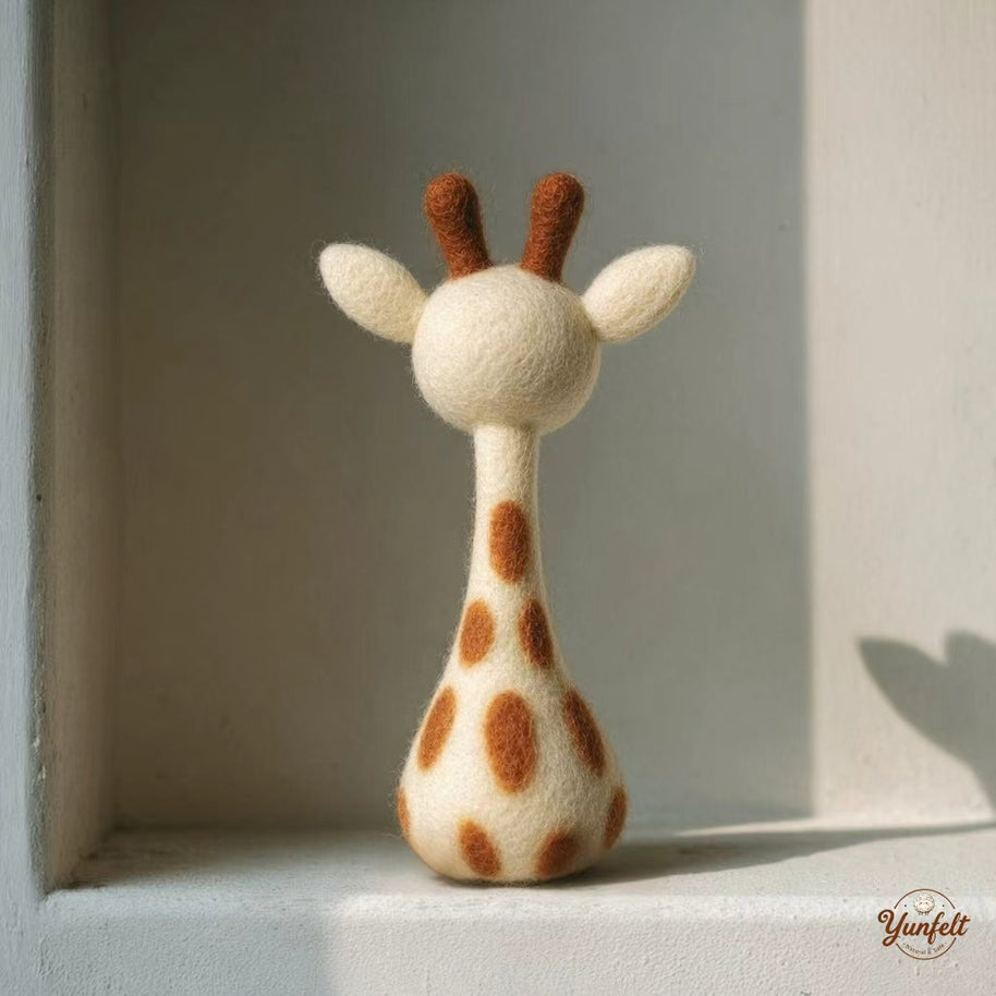 The Sunny Little Giraffe – Handmade Wool Felt Figurine