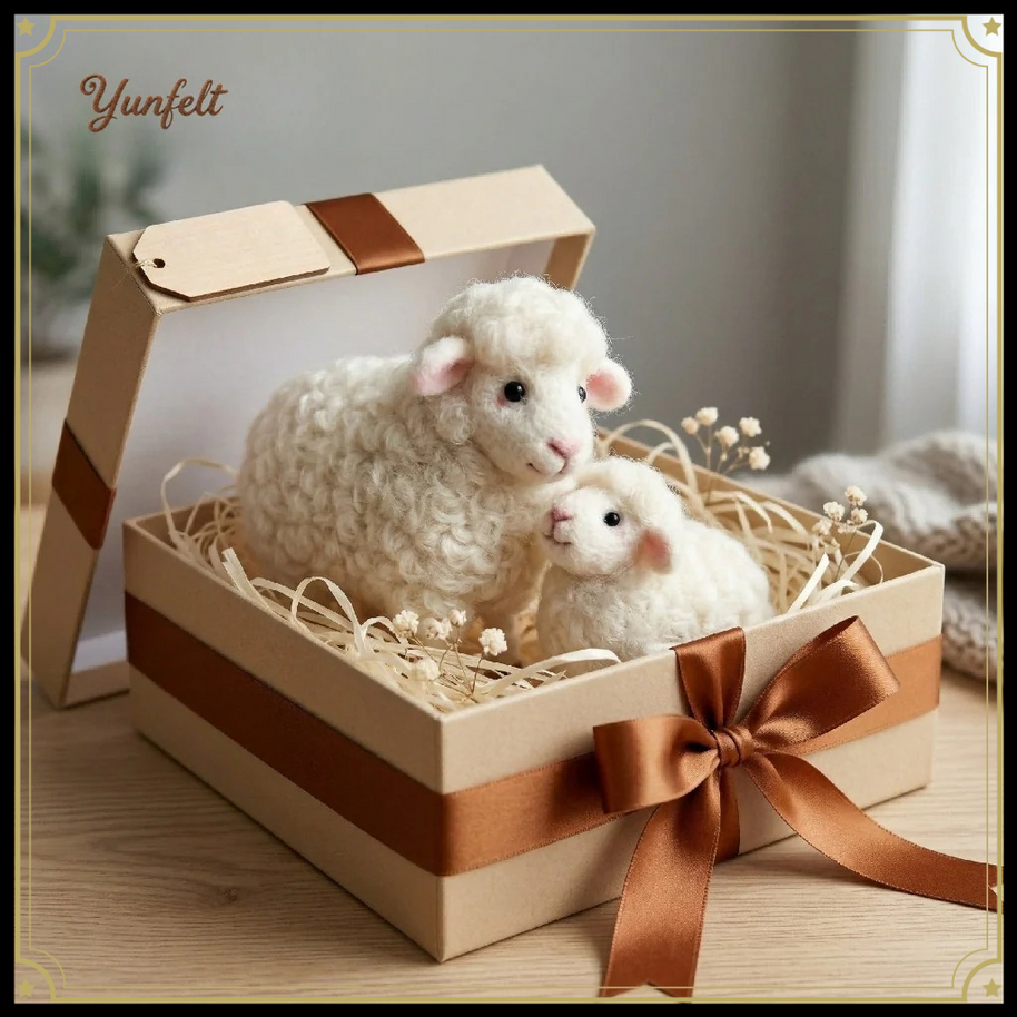 Mother Sheep & Baby Lamb – Wool Felt Pastoral Family Set